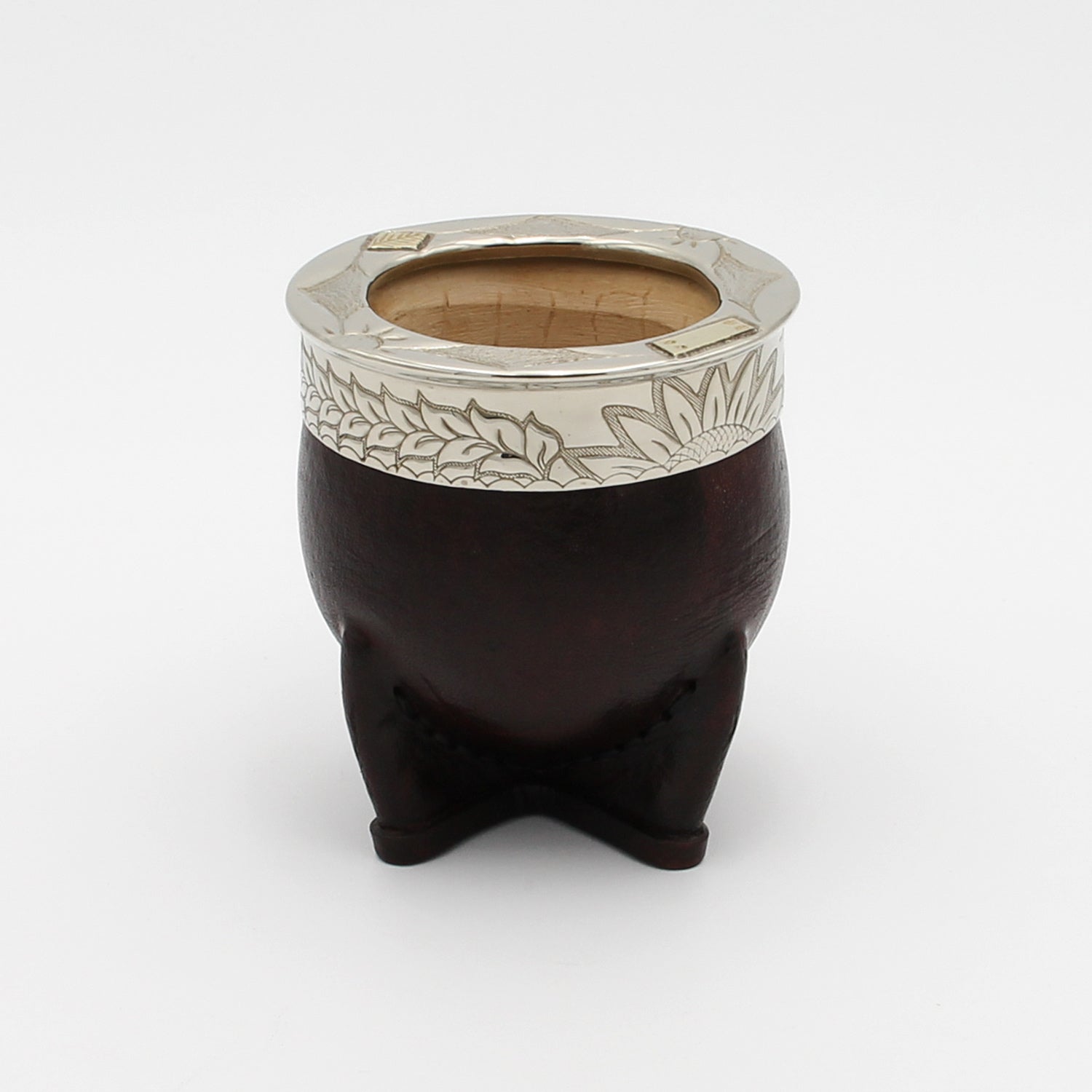 Grande calebasse à maté artisanale imperiale cuir alpaca bronze – 1